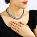 Simple 3mm Natural Stone Handcrafted Beaded Necklace Single Circle Elastic Stretch Ring Set Women Necklace Ring Set Wholesale