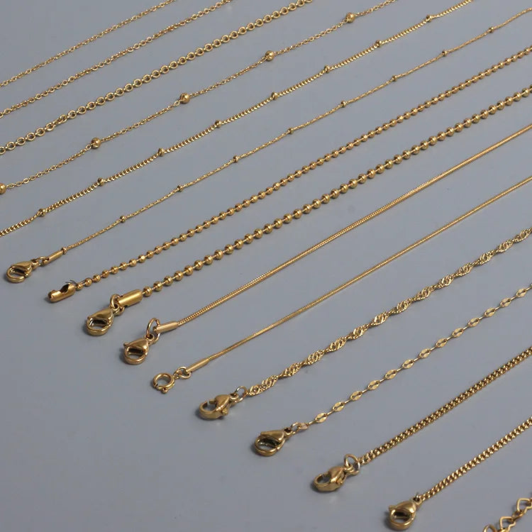 Fashion Stainless Steel Jewelry Accessories Snake Chain Non Tarnish No Fade Women Ins 18k Gold Plated Bead Chain Necklace