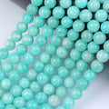 100% Natural AAA Cyan Round Peruvian Amazonite Beads Genuine Peru Amazonite Bead for DIY Jewelry Making 6 8 10 Mm Length 38CM