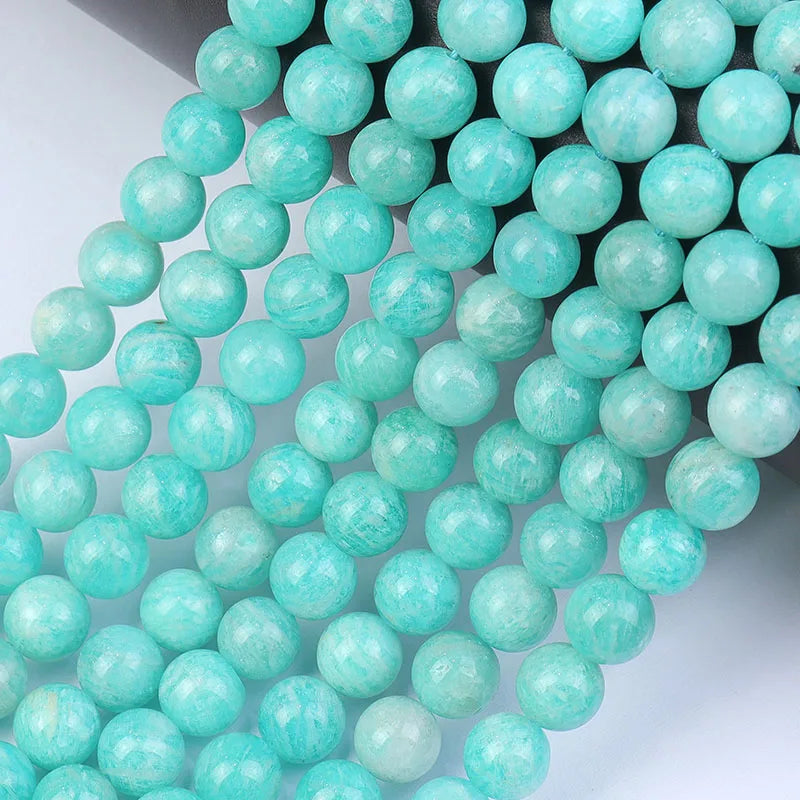 100% Natural AAA Cyan Round Peruvian Amazonite Beads Genuine Peru Amazonite Bead for DIY Jewelry Making 6 8 10 Mm Length 38CM