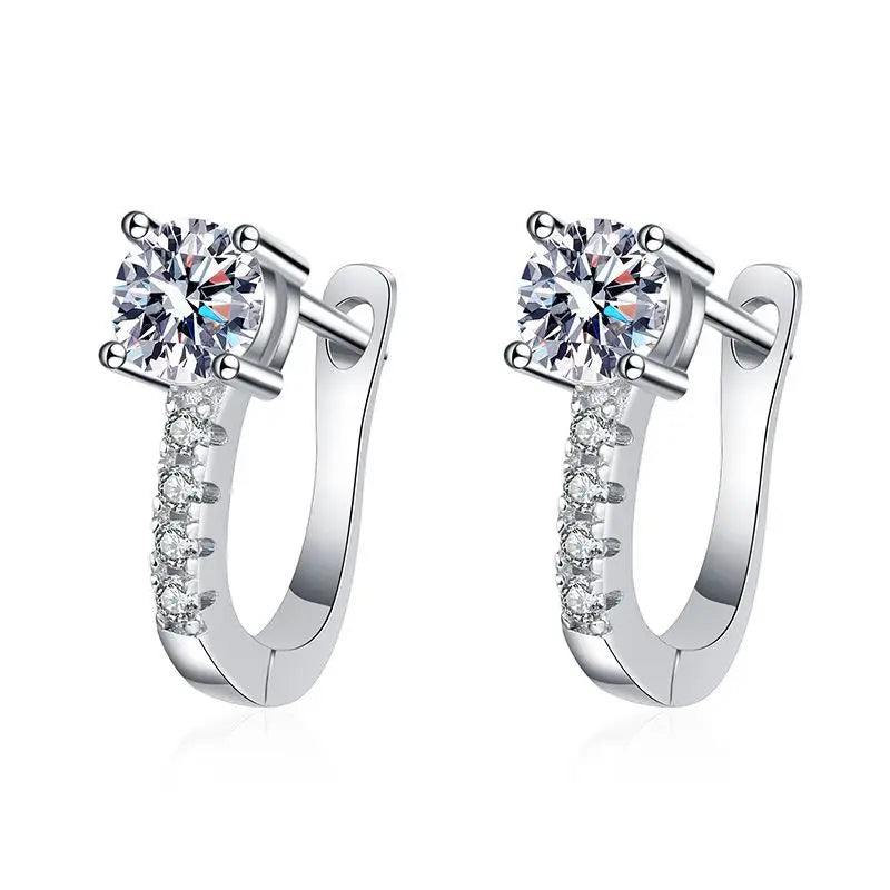 Wholesale Grade D Moissanite Hoop Earrings 925 Sterling Silver 0.5ct+0.5ct Moissanite Hoop Earrings