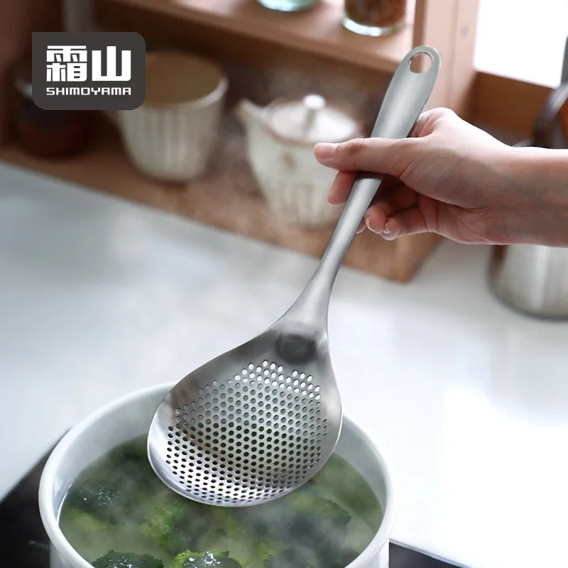 SHIMOYAMA Large Stainless Steel Slotted Serving Spoon Durable Kitchen Utensil for Frying and Skimming-Dinnerware