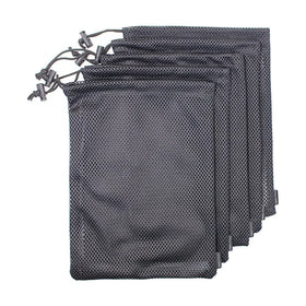 Custom Mesh Sports Equipment Bag Large Black Polyester Durable Nylon Bags With Sliding Drawstring Cord Lock Closure