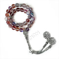 Shining Crystal Natural Tiger's Eye Islamic Religious Prayer Beaded 10mm 33 Beads Silver Plated Unisex Muslim Rosary