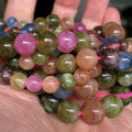 AsVrai U 4mm-12mm Natural Colorful Tourmaline Jade Beads Round Loose Stone Beads for Jewelry Making Findings DIY Bracelet Crafts