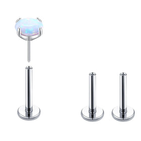 G23 Titanium 20G Flat Back Earrings Nose Stud Opal Threadless Tragus Labret Cartilage Medusa Piercing Jewelry