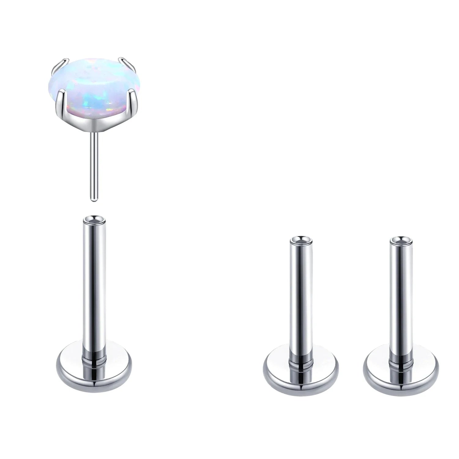 G23 Titanium 20G Flat Back Earrings Nose Stud Opal Threadless Tragus Labret Cartilage Medusa Piercing Jewelry