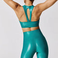 Women Cross-border Gym Sportswear Outfits Sport Nude Back Personalized Fitness Like Leather Vest Yoga Pants Set Two-piece Suit