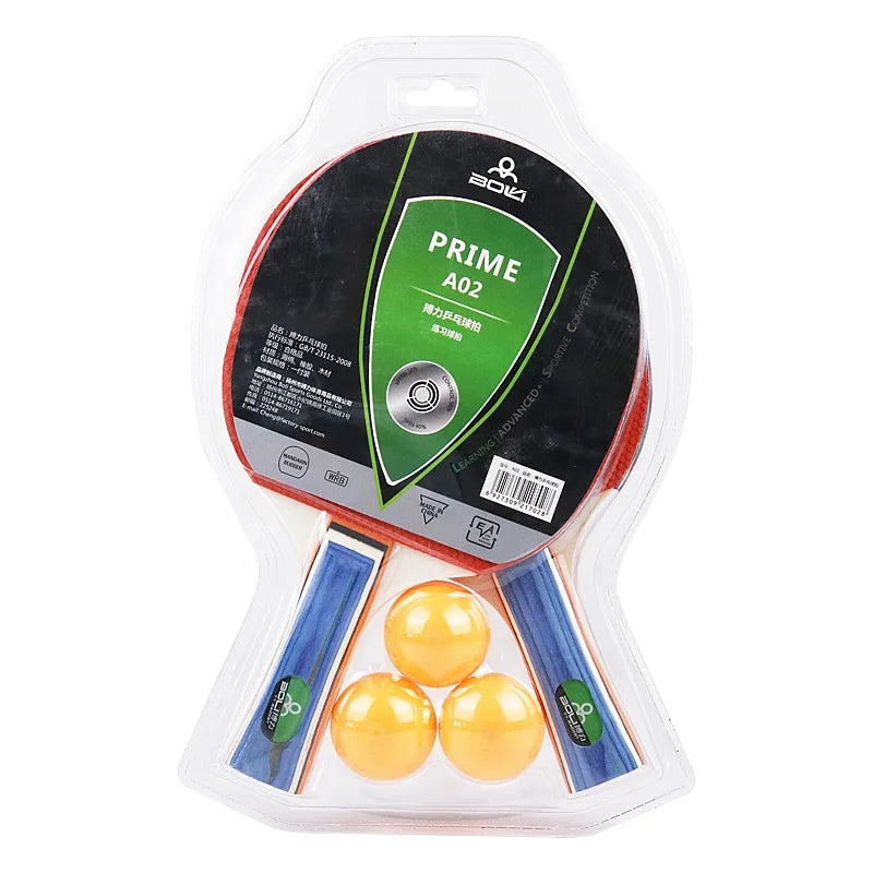 Boli Blister Packing Rubber Pimples Out Table Tennis Racket Set for Beginners