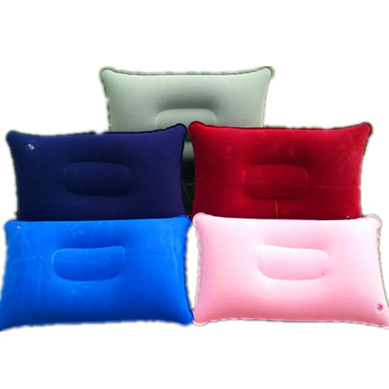 Easy Taking Foldable PVC Flocking Inflatable Triangle Travel Pillow 34x22cm Lightweight 0-0.5kg