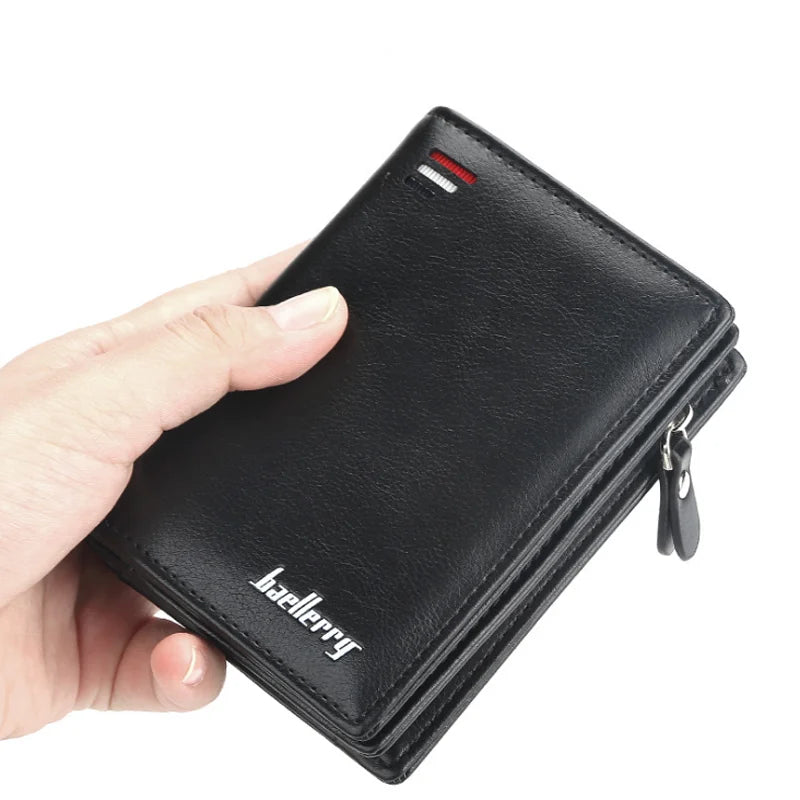 2025 Latest Hot Selling Short Wallet for Men PU Leather Zipper Purses New Fashion Mini Coin Bag Brand Design Card Holder