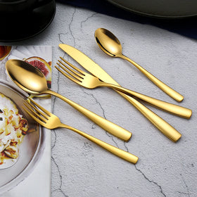 Wholesale Thicken Handle Spoon and Fork Juego De Cubiertos Gold Utensils Cutlery Set for Wedding
