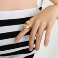 Customized Creative Titanium Steel Plated 18K Real Gold PVD Plating Exaggerated Casting Different Design Finger Ring
