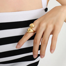 Customized Creative Titanium Steel Plated 18K Real Gold PVD Plating Exaggerated Casting Different Design Finger Ring