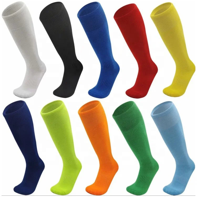Wholesale Plain Knee High Sports Socks Men Adult Long Padded Football Soccer Socks MegaBDM