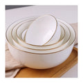 Customized Gold Rim Ceramic Rice & Noodle Bowl Luxury Round White Bone China Porcelain Serving Set for Hotels & Restaurants