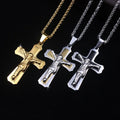 Gangsta Style Stainless Steel Cross Jesus Pendant Necklace for Men Women Gold Plated Solid Snake Chain Wedding Gift