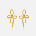 Dazan New Winter INS Trendy 18k Pvd Gold Plated Stainless Steel Vintage Super Shine French Butterfly Bow Zircon Tie Earrings