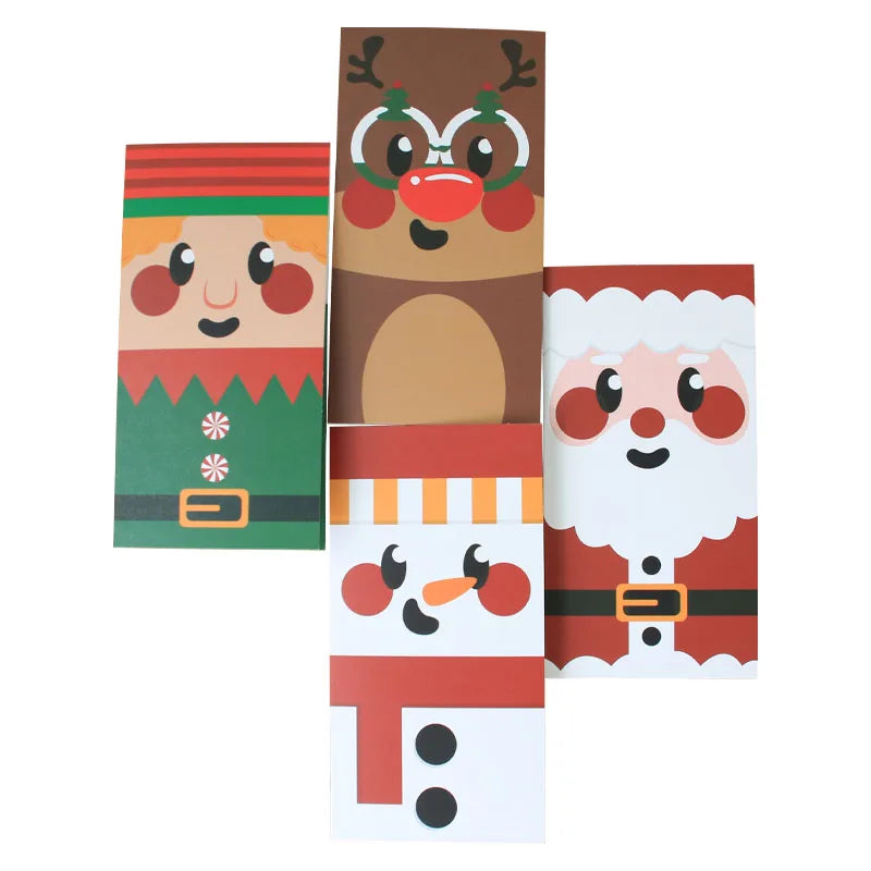 Holiday Money/Gift Card Holder for Cash Check Dollars with White Envelopes Cute Cartoon Christmas Greeting Cards