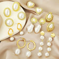 Hot Selling Baroque Pearl Fashion Jewelry Vintage Luxury Bridal Jewelry Engagement Gifts Elegant Irregular Heart Alloy Earrings