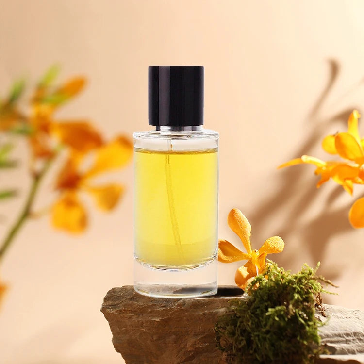 Wholesale Luxury 50ml Empty Cylinder Glass Perfume Bottle with Lids Accepts Logo Printing