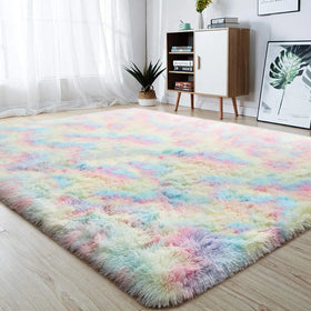Wholesale Hot Sale Shag Area Rugs Ultra Soft Fluffy Carpet Non-Slip Tie-Dyed Floor Carpet for Girls Kids Room Living Room