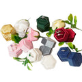 Hot Sale Hexagon Velvet Blue Jewellery Pendant Packaging case Travel Small Jewelry Double Ring Box