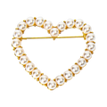 Vintage Gold Plated Zinc Alloy Hollow Love Heart Shaped Brooch Pin Pearl Love Heart Brooches Women