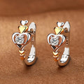 CAOSHI Sweet Jewelry Heart Hoop Earrings Girls Lady Dainty Zircon Silver Gold Daily Fashion Hoop Heart Earrings Women