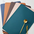 OEM Custom Double Sided Color Anti Slip Placemat Heated Resistant Faux Leather Place Mat Dining Table Mats for Kitchen
