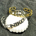 QIUHAN ODM Custom Name Bangle Infinite Heart Personalized Reverse Letter Cuff Bracelet Stainless Steel Gold Jewelry Gift