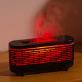 New Portable Electric Aroma Oil Diffuser Humidifier with Plaid Flame LED Light Mini Wood Grain Design for Household Use