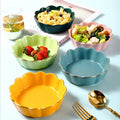 Unique Design Different Colors Flower Shape Ceramic Salad Bowl with Golden Rimmed