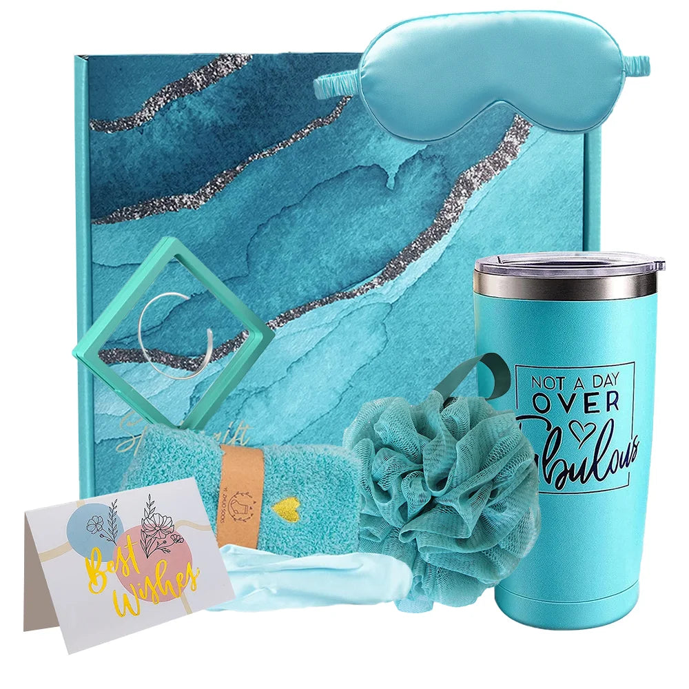 Christmas With Custom Logo Creative Business Gift Set Items Blue Cup Socks Eye Mask 7 Pieces Mothers Day Set Well Soon Gift Get