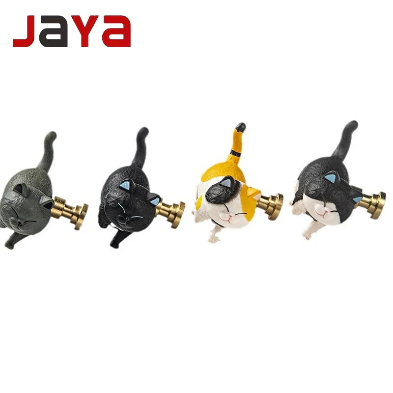 JAYA Light Luxury Single Hole Drawer Wardrobe Door Handle Cute Cat Japanese Cartoon Modern Brass Resin for Children's Room