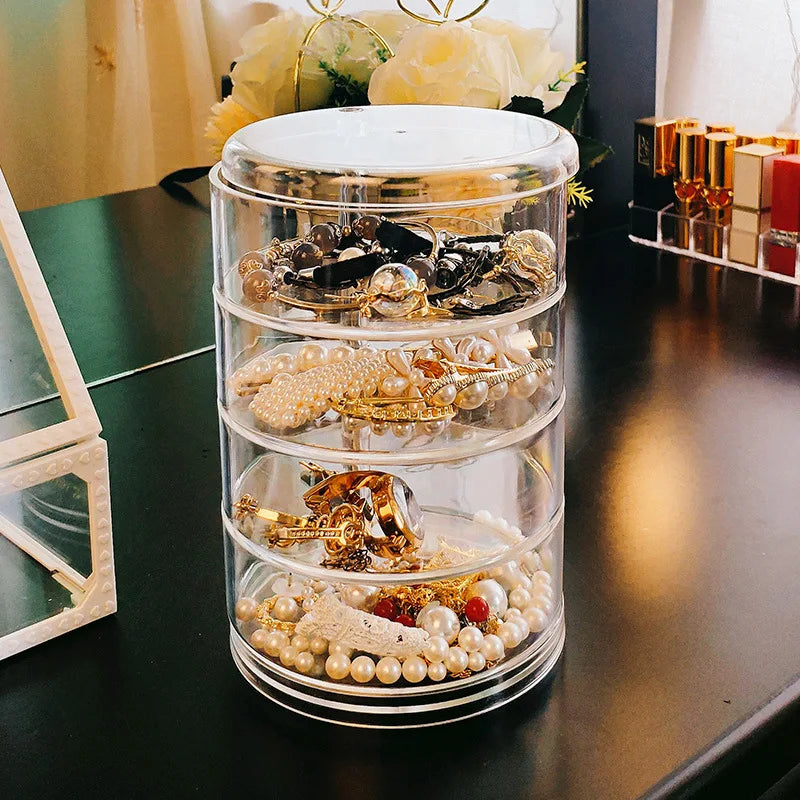 Multifunctional MultiLayer Rotating Transparent Diamond Painting Beads Storage Box Waterproof Jewelry Display Jewelry Stand