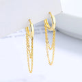 Factory Wholesale Cheap 925 Sterling Silver Plain Long Tassel Chain Dangling Earrings Gold Plated Hoop Earrings for Women