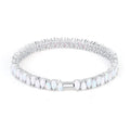 925 Silver Tennis Bracelet with Synthetic Opal Pear Handmade Rhodium Plated for Gift Engagement with Diamond Zircon Pearl Stones