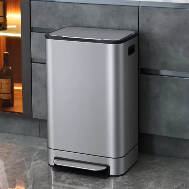 40L Stainless Steel UV Pedal Waste Bin Plastic Dust Garbage Trash Can Home Hotel Design Bathroom Storage Household Bedroom Use