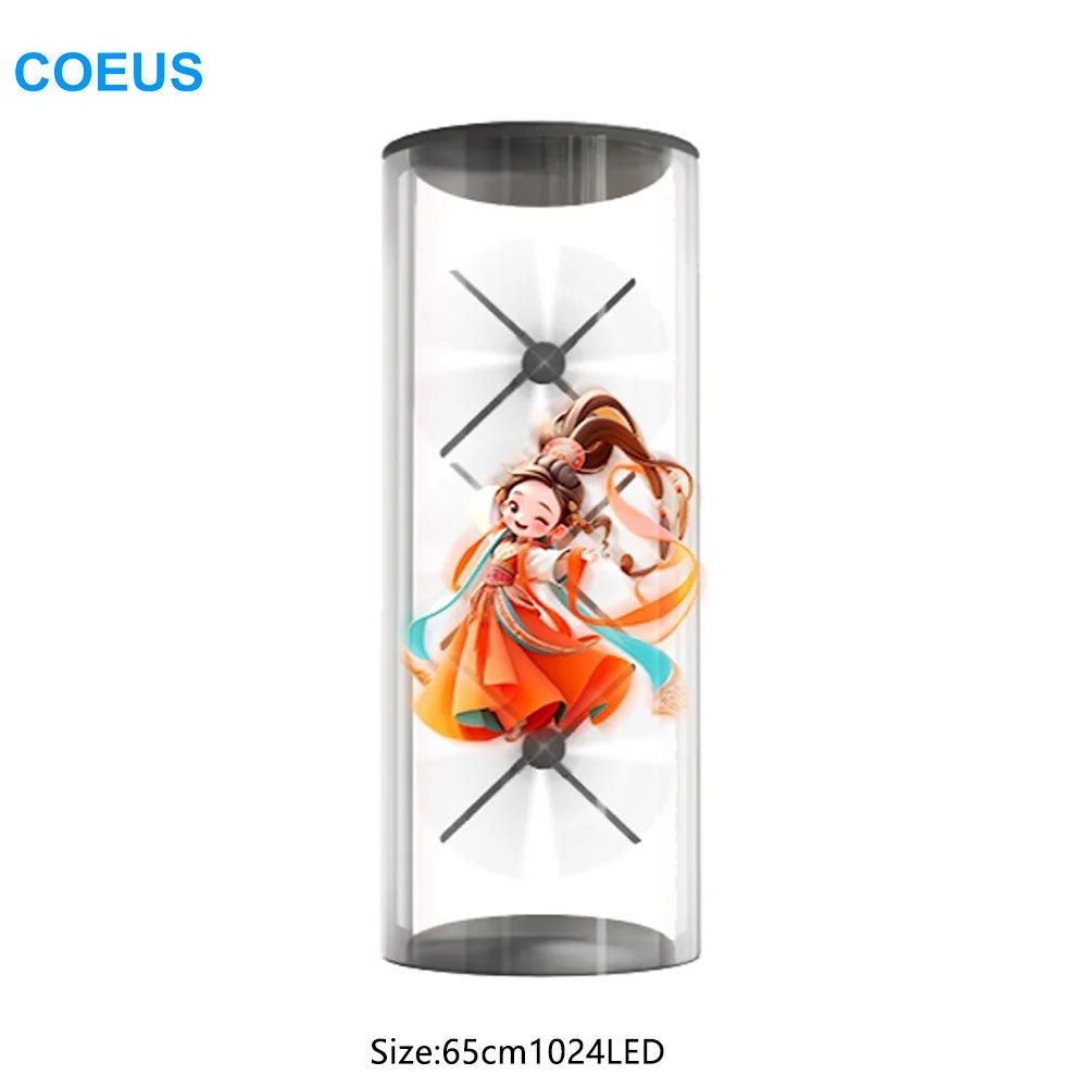 COEUS 1024LED 65cm Super High HD Hologram 1x3 Spliceable Projector Holographic Display Spinning 3D Projector LED Advertising Fan