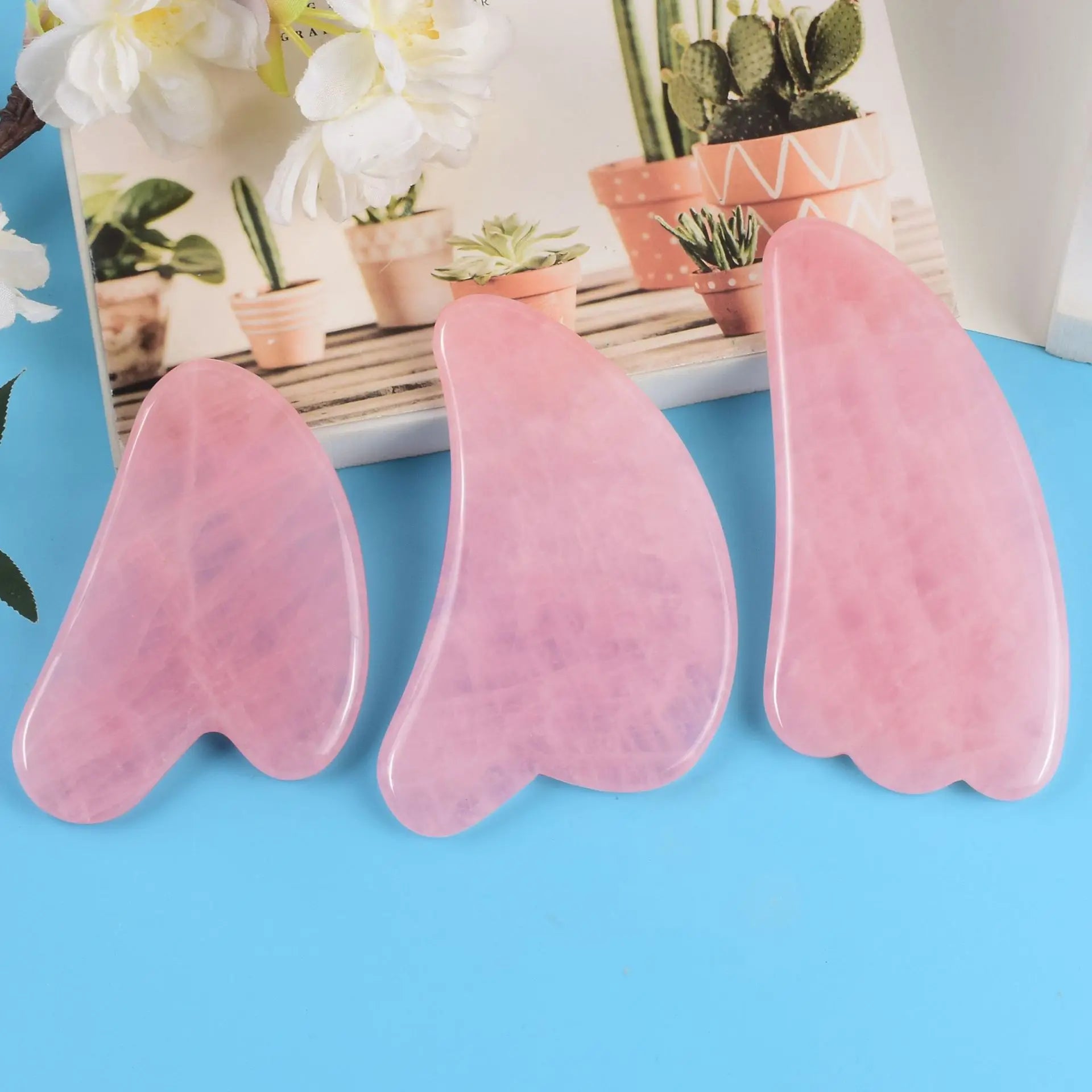 HZ Natural Jade Face Massager Tool Rose Quartz Gua Sha US Plug Face Lift Body Neck SPA Acupuncture Scraping Health Beauty Care