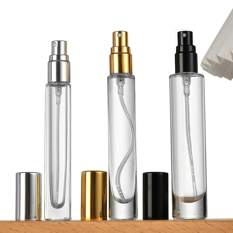 Wholesale Empty 10ml Rectangle Parfum Decant Round Refillable Thick Perfume Glass Bottle
