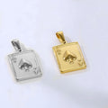 Olivia Jewelry Men's Punk Ace of Spades Charm Stainless Steel Poker Flush Heart Playing Card Pendant