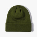 Custom Fancy Jacquard Design Knitted Reversible Green Beanie Ski Skull Cap Winter Toque