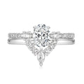 OAHLAN Trendy Rose Gold/Silver Plated Fashion Jewelry Oval Cut Cubic Zirconia Bridal Ring Sets Copper Wedding Band Curved Rings