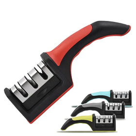 NEW Mini Professional 3 Stages Non Slip Rubber Handle Knife Sharpener Manual 2-in-1 Kitchen Knife Sharpener