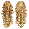 Fujia 12-Inch Short Screw Curls Claw Clip Ponytail Extensions Synthetic Drawstring Curly Blonde Mixed Ponytail Hairpiece Jaw
