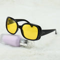 STOCK Yellow Driving Women Retro Style Fashion Sunglasses Fishing Polarized Shades Night Vision Glasses with Crystal