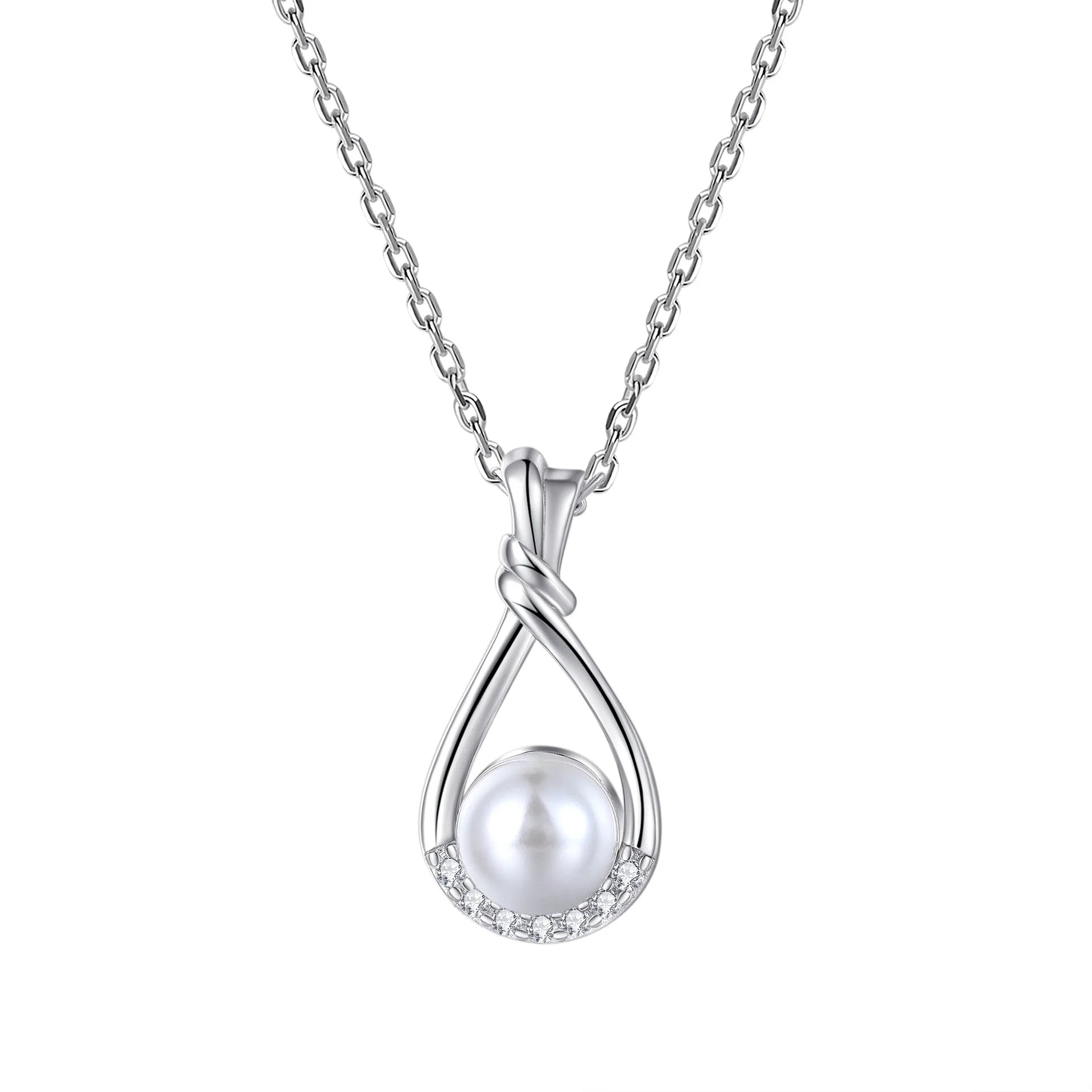 Elegant 925 Silver Zirconia Pendant Necklace Sophisticated Lady Jewelry