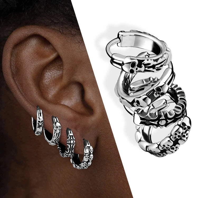 Wholesale Fashion Punk Vintage Black Stainless Steel Gold Plated Gothic Underwire Earrings